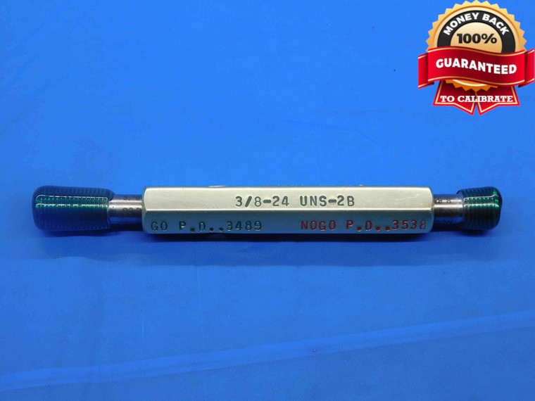 3/8 24 UNS 2B SPECIAL THREAD PLUG GAGE .375 GO NO GO P.D.'S = .3489 & .3538 - DW26959RD