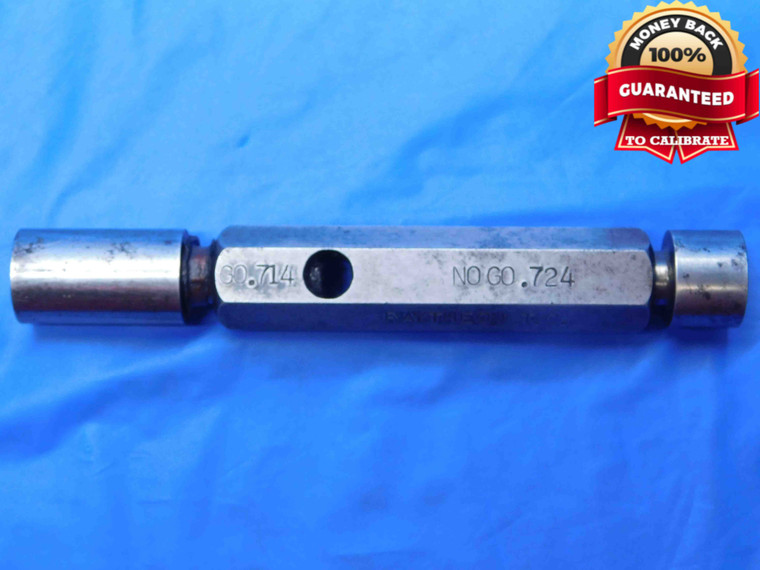 .7140 & .7240 PIN PLUG GAGE GO NO GO .7188 -.0048 23/32 18 mm .714 .724 CHECK - AJ0038LVR