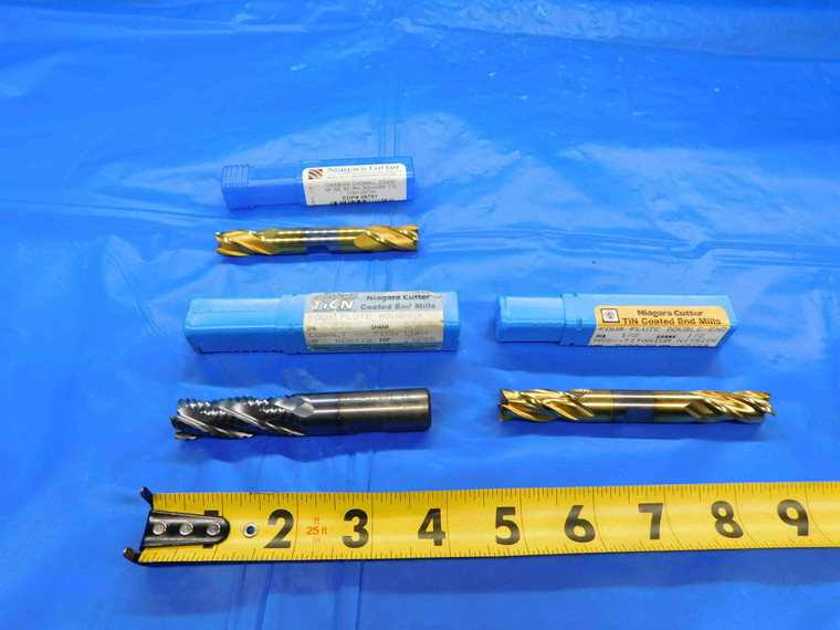 3 PC. LOT OF HSS / COBALT END MILLS 1/2 TO 5/8 CUT DIA 1/2 TO 5/8 SHANK DIA 4 FL - CB3053BR3