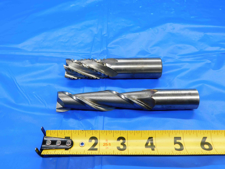 2 PC. LOT OF HSS ROUGHING & SQUARE END MILLS 7/8 & 1" CUT DIA .875 1.0 - CB3044BR3