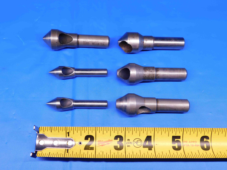 6 PC. LOT OF HSS COUNTERSINK DEBURRING TOOLS 1/2 TO 13/16 60 DEGREE ANGLE