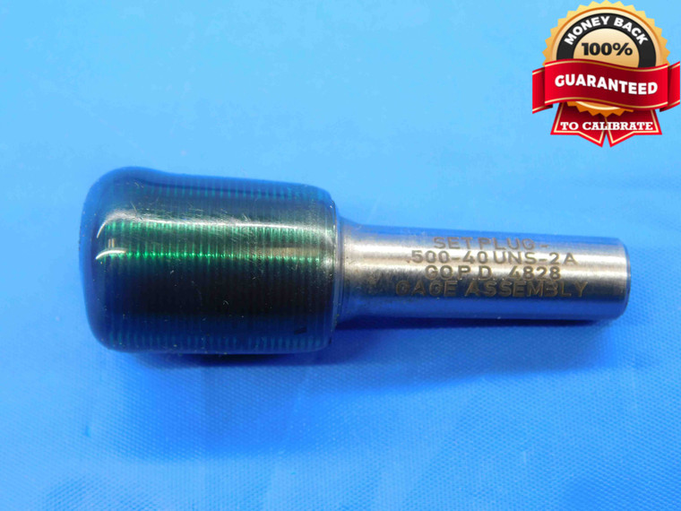 1/2 40 UNS 2A SET THREAD PLUG GAGE .5 .50 .500 .5000 GO ONLY P.D. = .4828 CHECK - DW26996LVR