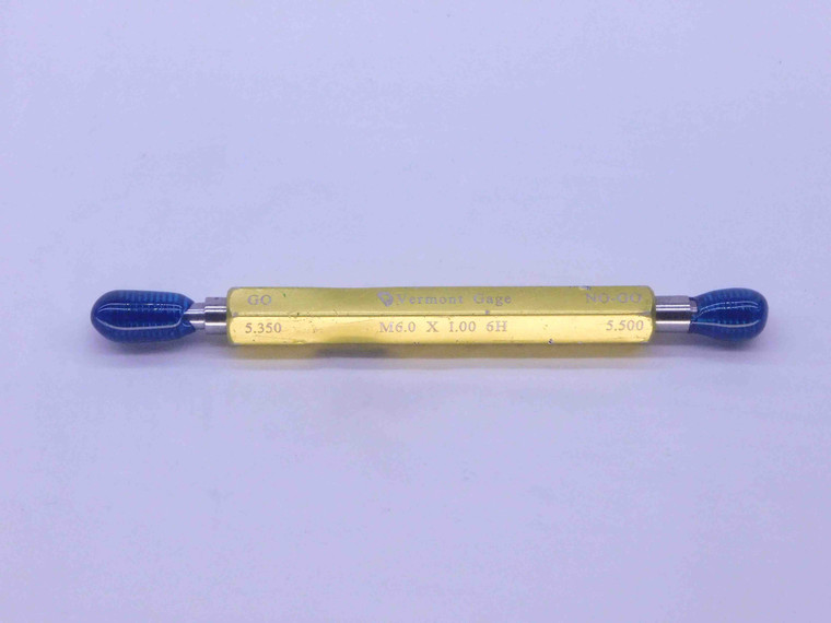 M6 X 1 6H METRIC VERMONT THREAD PLUG GAGE 6 1.0 GO NO GO P.D.'S = 5.350 & 5.500 - DW27072LVR
