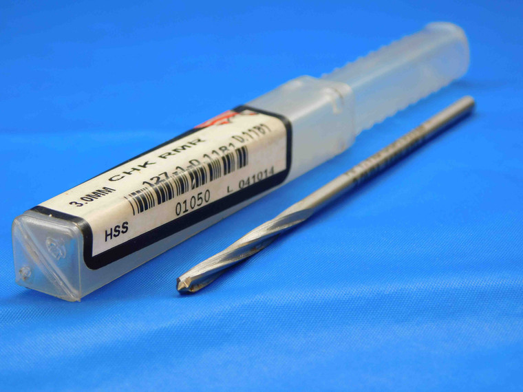 ALVORD POLK 3mm O.D. HSS CHUCKING REAMER SPIRAL 4 FLUTE .1181 METRIC MILLING KM1 - JC2586LVR