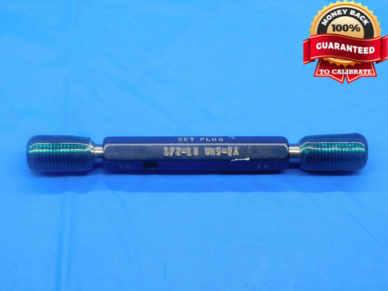 1/2 18 UNS 2A SET THREAD PLUG GAGE .5 .50 .500 GO NO GO P.D.'S = .4626 & .4582 - DW27123AP4