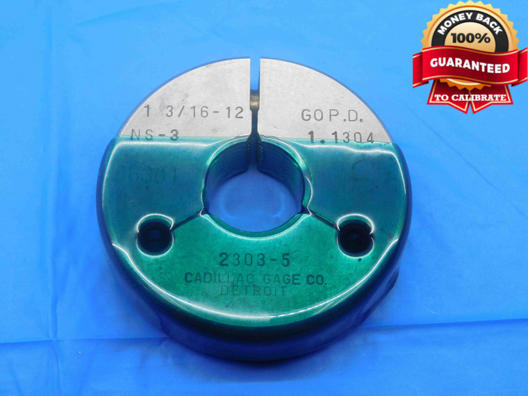 1 3/16 12 NS 3 THREAD RING GAGE 1.1875 GO ONLY P.D. = 1.1304 INSPECTION CHECK - DW27172AP4