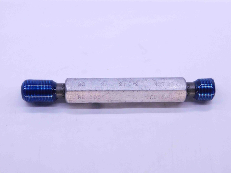9/16 12 NC 2 THREAD PLUG GAGE .5625 GO NO GO P.D.'S = .5084 & .5140 UNC-2 CHECK - DW27270RD