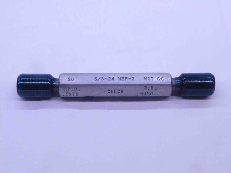 5/8 24 NEF 3 SET THREAD PLUG GAGE .625 .6250 GO NO GO P.D.'S = .5979 & .5950 - DW27308RD