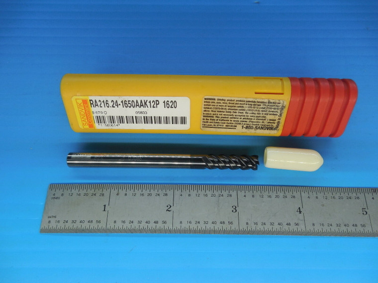 SANDVIK RA216.24-1650AAK12P 1620 CARBIDE END MILL 1/4 DIA 2 13/16 LOC  4 FLUTE