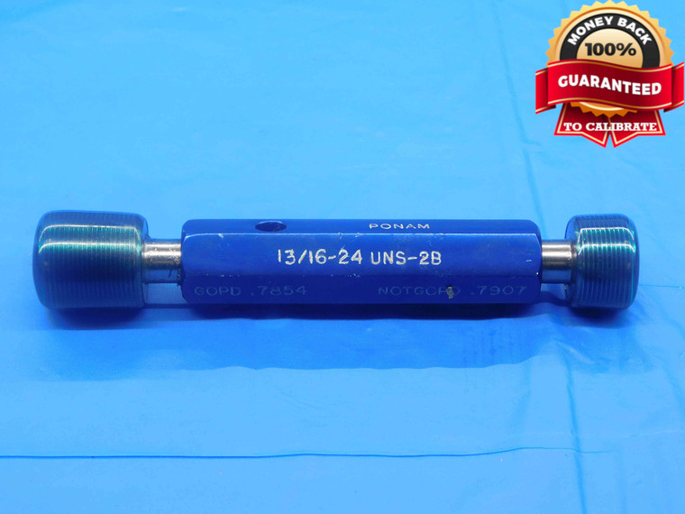 13/16 24 UNS 2B THREAD PLUG GAGE .8125 GO NO GO P.D.'S = .7854 & .7907 CHECK - DW27388LVR