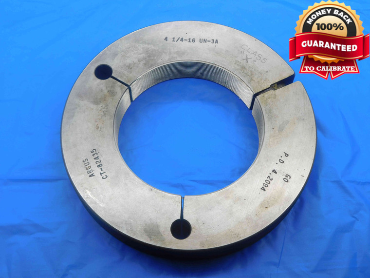 4 1/4 16 UN 3A THREAD RING GAGE 4.25 4.250 4.2500 GO ONLY P.D. = 4.2094 CHECK - DW27458AM4