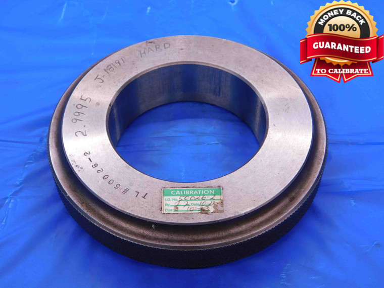 2.9995 MASTER PLAIN BORE RING GAGE 3.0000 -.0005 UNDERSIZE 3.0 76 mm INSPECTION - CB3688AP1