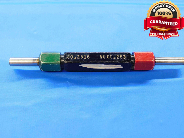 .2515 & .2530 CL Y PIN PLUG GAGE GO NO GO .2500 +.0015 1/4 6.388 mm .253 CHECK - JC3125AL4