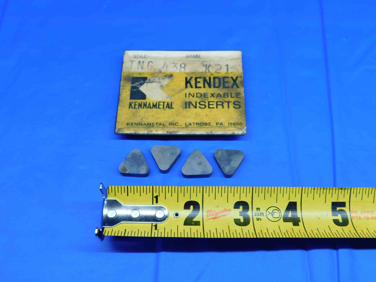 4pcs NEW KENNAMETAL KENDEX TNG 438 K21 CARBIDE TURNING INSERTS MADE IN USA - BR4527RDT