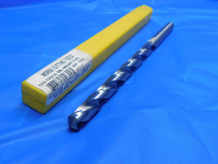 MORSE 13/32 O.D. HSS JOBBER TWIST DRILL BIT 0.4 SHANK 5.645 LOC 8" OAL .4062 - AJ0824LBR