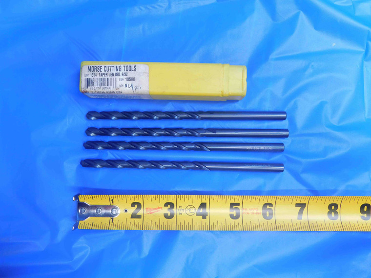 4PCS MORSE 9/32 O.D. HSS TAPER LENGTH TWIST DRILL BIT 0.276 SHANK .2812 USA - AJ0826LBR