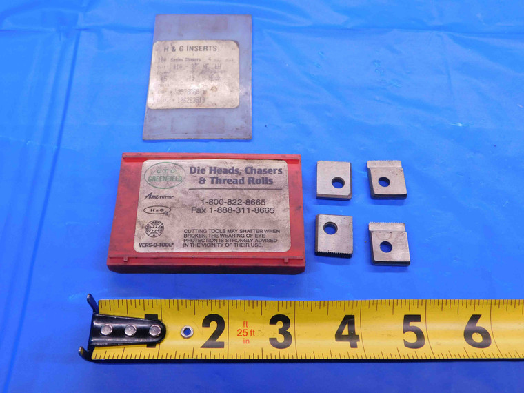 4pcs NEW GREENFIELD #10-32 NF LH 45 CHAMFER 15 FACE CARBIDE THREADING INSERTS - CB3781RDT