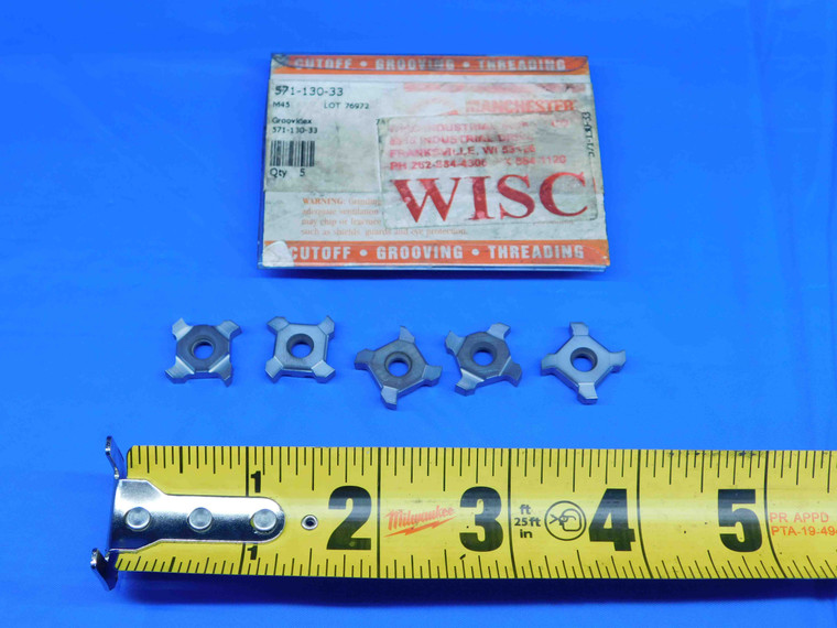 5pcs NEW WISC GROOVIDEX 571-130-33 M45 CARBIDE GROOVING INSERTS INDEXABLE - CB3848RDT