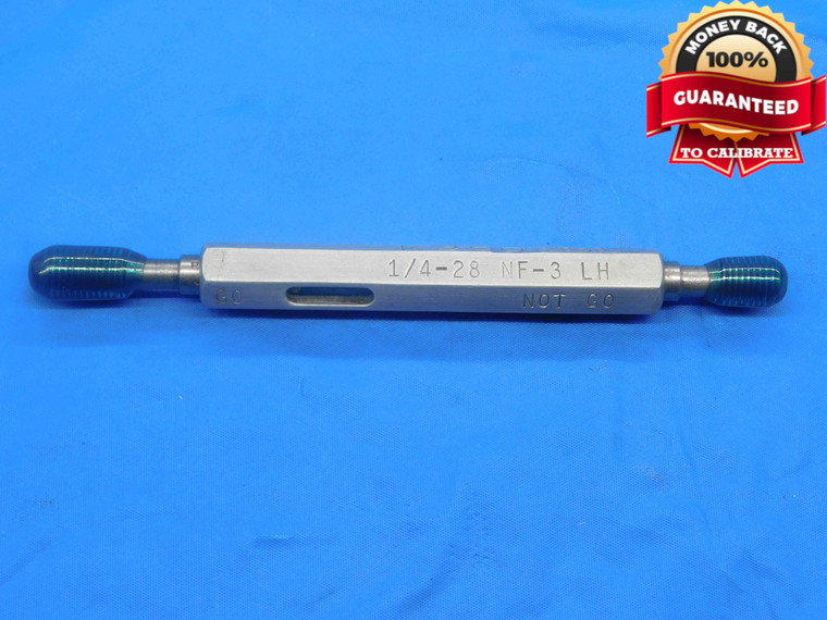 1/4 28 NF 3 LEFT HAND THREAD PLUG GAGE .25 GO NO GO P.D.'S = .2268 & .2290 UNF-3 - DW27523RD