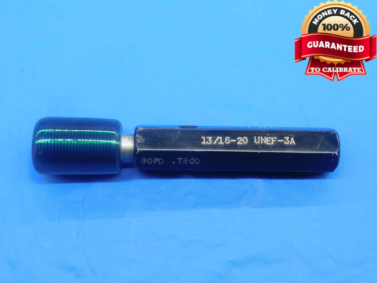 13/16 20 UNEF 3A SET THREAD PLUG GAGE .8125 GO ONLY P.D. = .7800 INSPECTION - DW27615RD
