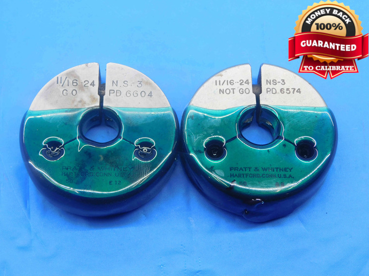 11/16 24 NS 3 THREAD RING GAGES .6875 GO NO GO P.D.'S = .6604 & .6574 CHECK - DW27658RD