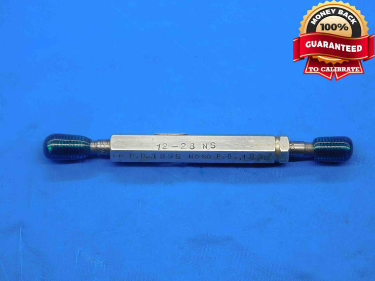 12 28 NS SET THREAD PLUG GAGE #12 .216 GO NO GO P.D.'S = .1895 & .1870 FULL FORM - DW27675RD