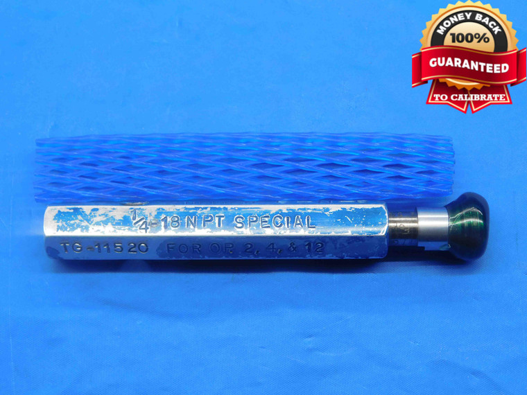 1/4 18 NPT L3 SPECIAL PIPE THREAD PLUG GAGE .25 .250 .2500 N.P.T. NATIONAL SHORT - DW27748RD