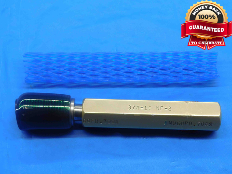 3/4 16 NF 2 SET THREAD PLUG GAGE .75 .750 GO ONLY P.D. = .7094 INSPECTION 3A - DW27750RD