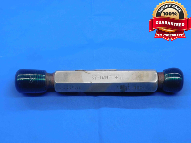 5/8 18 NF 4 THREAD PLUG GAGE .625 .6250 GO NO GO P.D.'S = .5889 & .5904 UNF-4 - DW27782RD