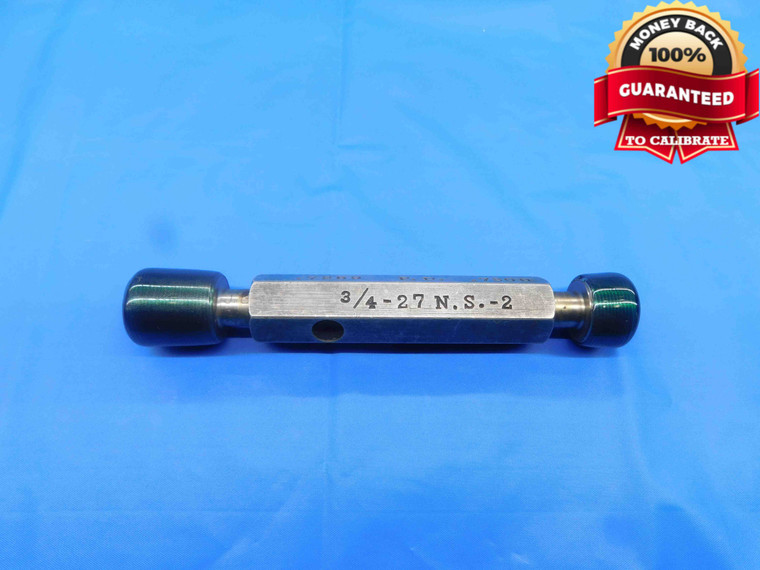 3/4 27 NS 2 THREAD PLUG GAGE .75 .750 .7500 GO NO GO P.D.'S = .7259 & .7300 - DW27787RD