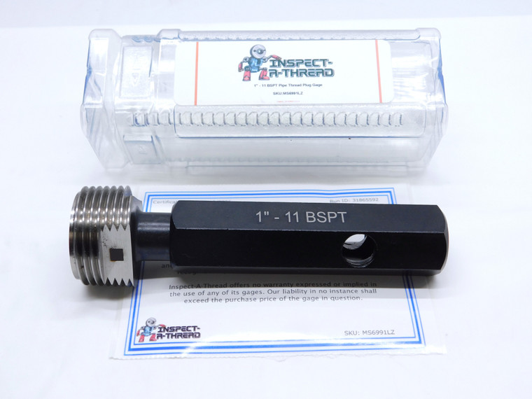 NEW 1" 11 BSPT PIPE THREAD PLUG GAGE 1.0 1.00 1.000 1.0000 BRITISH TAPER 1"-11 - MS6991LZ