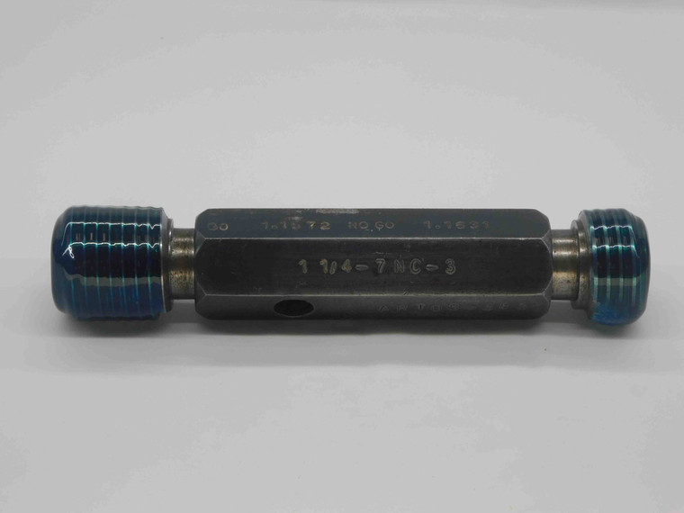 1 1/4 7 NC 3 THREAD PLUG GAGE 1.25 1.250 GO NO GO P.D.'S = 1.1572 & 1.1631 UNC-3 - DW27864RD