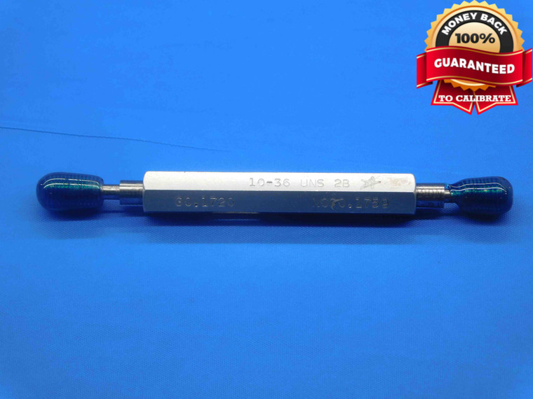 10 36 UNS 2B THREAD PLUG GAGE #10 .190 .1900 GO NO GO P.D.'S = .1720 & .1759 - DW27922LVR