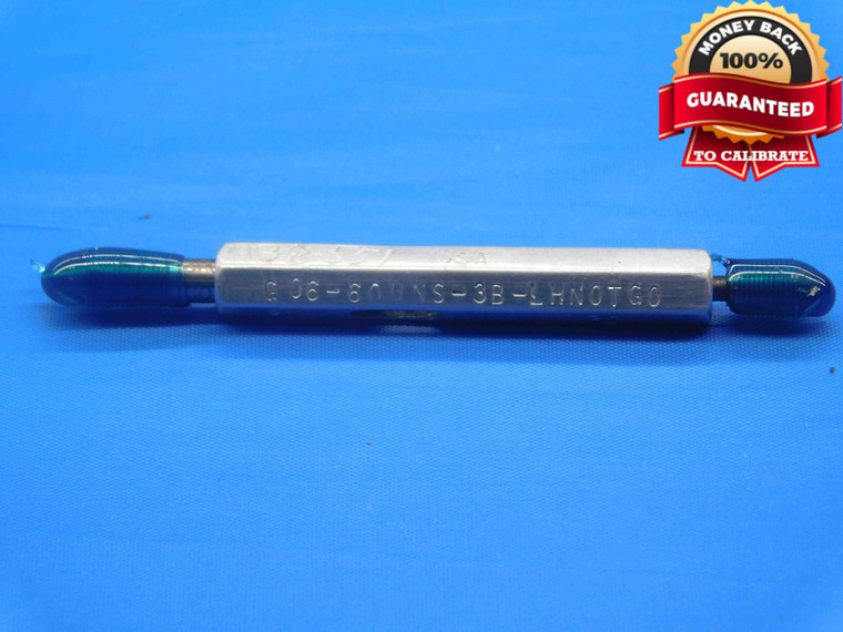 6 60 UNS 3B LEFT HAND THREAD PLUG GAGE #6 .138 GO NO GO P.D.'S = .1272 & .1294 - DW27929LVR