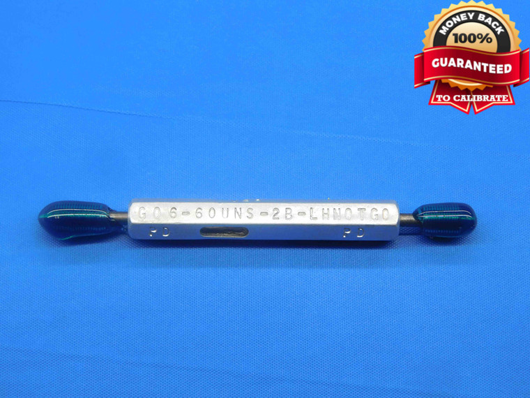 6 60 UNS 2B LEFT HAND THREAD PLUG GAGE #6 .138 GO NO GO P.D.'S = .1272 & .1302 - DW27921LVR