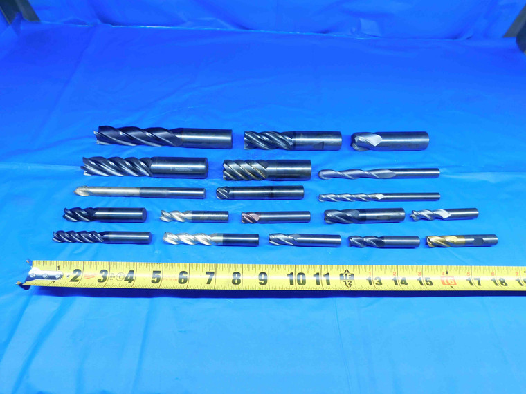 LOT OF 19 1" AND SMALLER SHANKS SOLID CARBIDE END MILLS FOR MILLING MACHINING  - BR4963LVR