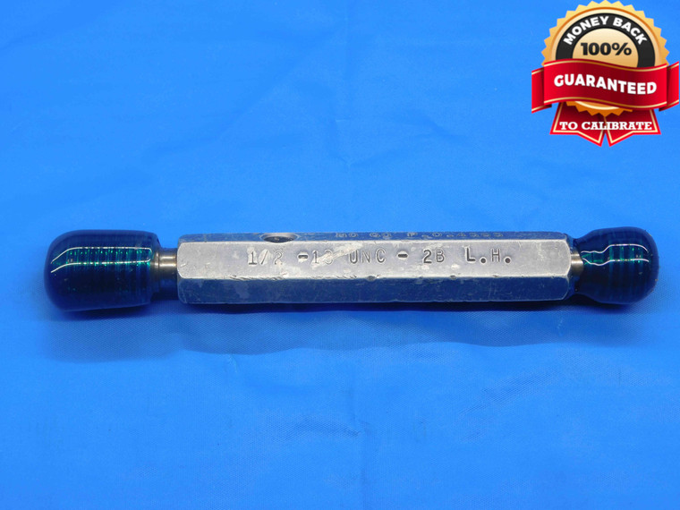 1/2 13 UNC 2B LEFT HAND THREAD PLUG GAGE .5 GO NO GO P.D.'S = .4500 & .4565 L.H. - DW27963RD