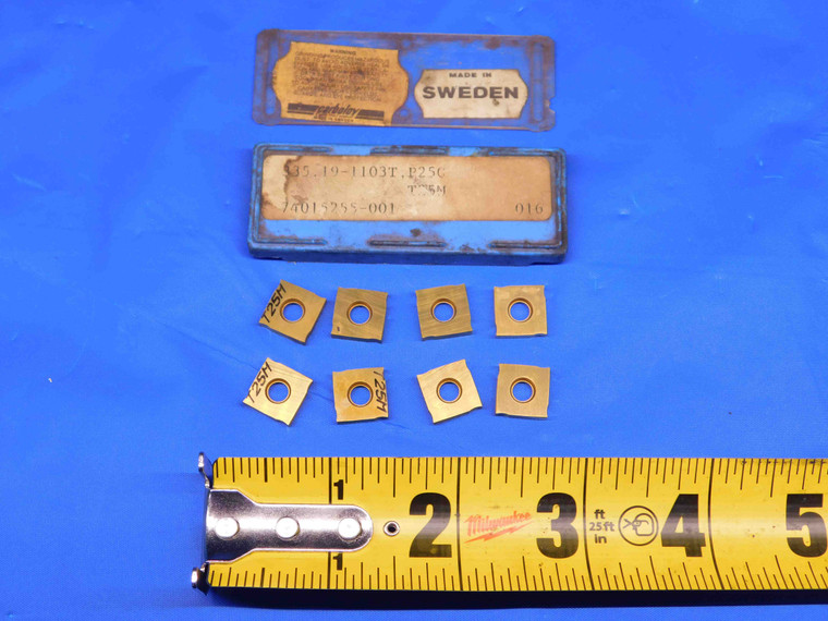 8pcs NEW SECO CARBOLOY 335.19-1103T,P25C T25M TiN COATED CARBIDE MILLING INSERTS - BR5052RDT