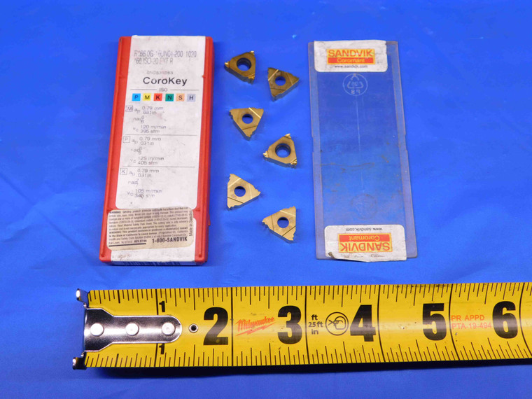 6pcs NEW SANDVIK R166.0G16UN01-200 1020 TiN COATED CARBIDE THREADING INSERTS - BR5076TBB1