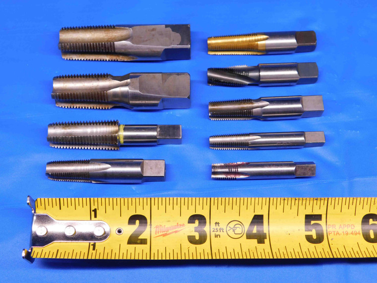 9 PCS LOT OF HSS NPTF PIPE TAPS SIZES INCLUDE 3/8-18, 1/4-18, 1/8-27 & 1/16-27 - BR5174LVR