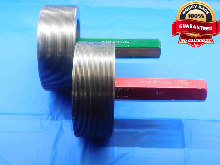 5 1/2 16 UN 2A SET THREAD PLUG GAGE 5.5 .50 GO NO GO P.D.'S = 5.4576 & 5.4515 - DW28403AZ4