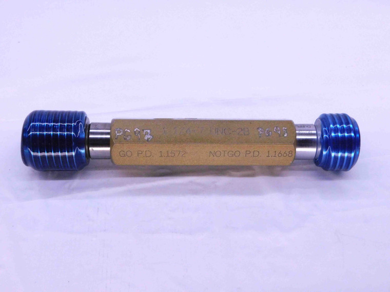 1 1/4 7 UNC 2B THREAD PLUG GAGE 1.25 1.250 GO NO GO P.D.'S = 1.1572 & 1.1668 - DW28506LVR
