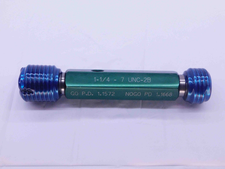 1 1/4 7 UNC 2B THREAD PLUG GAGE 1.25 1.250 GO NO GO P.D.'S = 1.1572 & 1.1668 - DW28506LVR