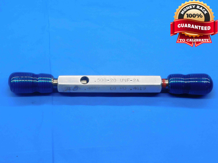 1/2 20 UNF 2A HILO LEFT HAND SET THREAD PLUG GAGE .5 GO NO GO PDS= .4662 & .4619 - DW28661LVR