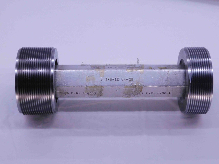 2 7/8 12 UN 2B THREAD PLUG GAGE 2.875 2.8750 GO NO GO P.D.'S = 2.8209 & 2.8291 - DW28668OB4