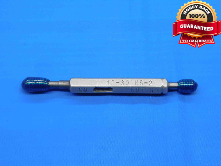 12 30 NS 2 THREAD PLUG GAGE #12 .216 .2160 GO NO GO P.D.'S = .1943 & .1974 CHECK - DW28779BD4