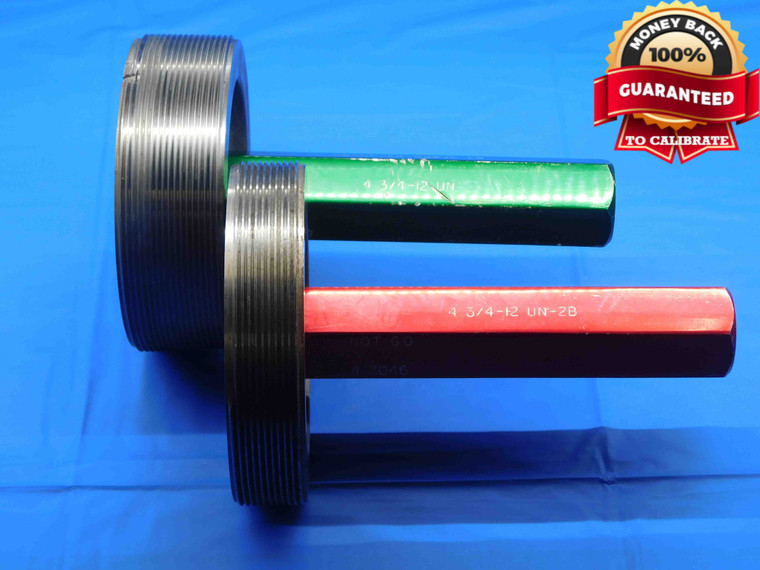 4 3/4 12 UN 2B THREAD PLUG GAGE 4.75 4.750 GO NO GO P.D.'S = 4.6959 & 4.7046 - DW28851AZ4