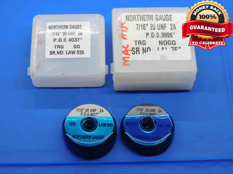 7/16 20 UNF 2A SOLID THREAD RING GAGES .4375 GO NO GO P.D.'S = .4037 & .3995 - DW28890BC4