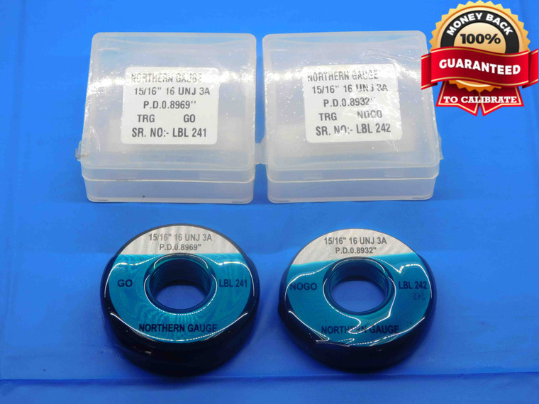 15/16 16 UNJ 3A SOLID THREAD RING GAGES .9375 GO NO GO P.D.'S = .8969 & .8932 - DW28914BC4