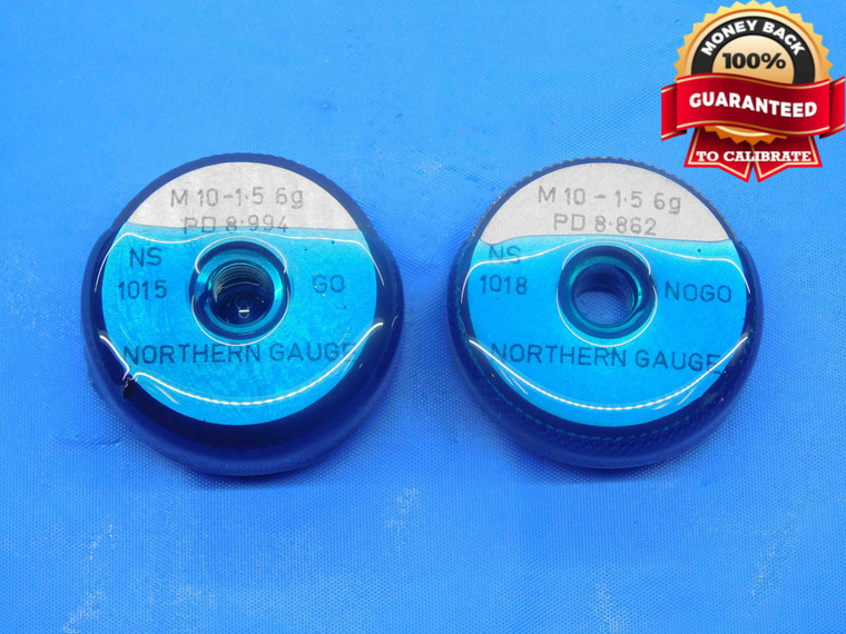 M10 X 1.5 6g METRIC SOLID THREAD RING GAGES 10 GO NO GO P.D.'S = 8.994 & 8.862 - DW28918BC4